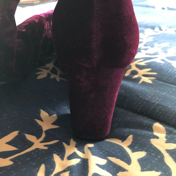 Burgundy Over The Knee Velvet Boots - Picture 3 of 7